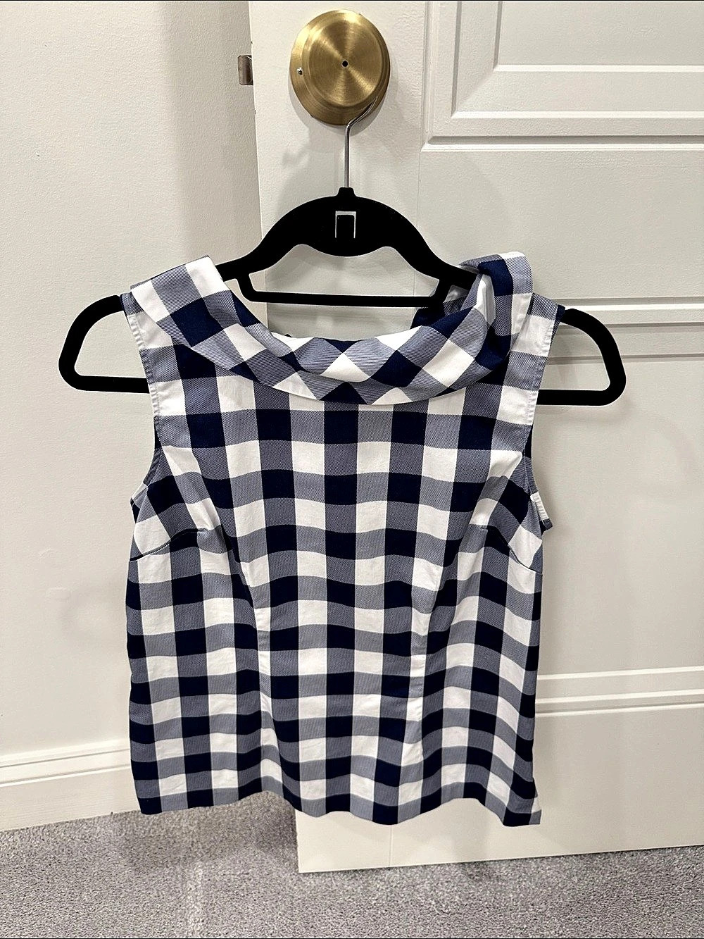 Talbots Gingham Button Front Top in Blue & White Size 4